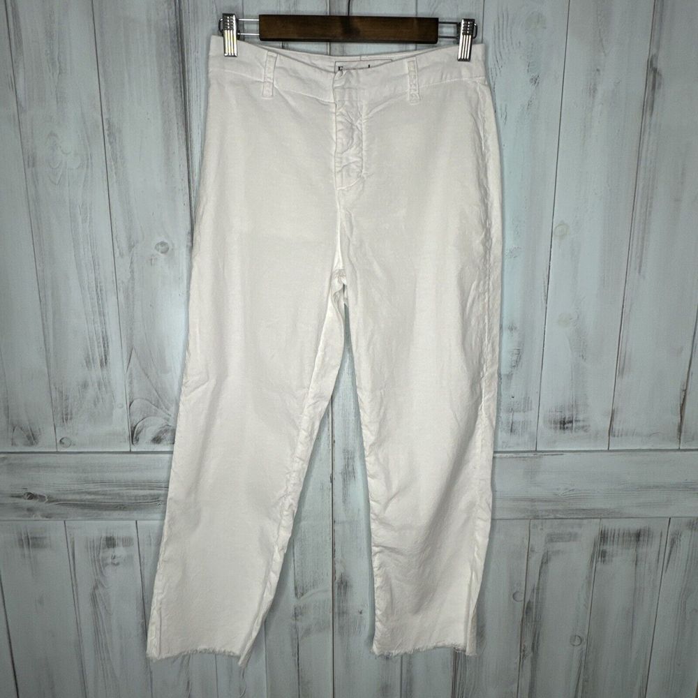 WOMENS FRANK & EILEEN KINSALE HIGH‎ RISE WIDE LEG CROPPED TROUSER PANTS WHITE 2